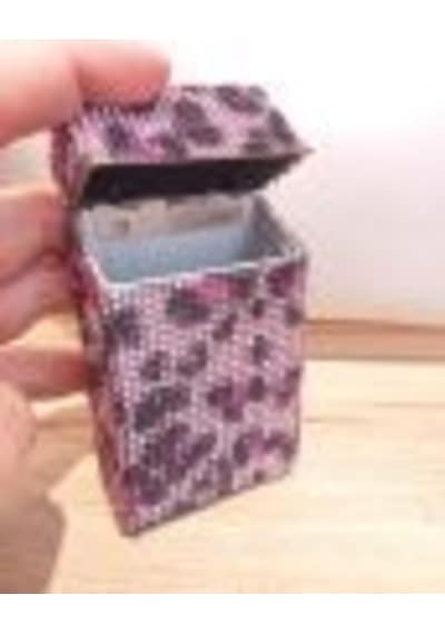 Nesgıft Pembe Leopar Swarovski Taşlı Touch Sigara Kutusu
