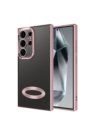 Zore Galaxy Uyumlu S24 Ultra Kılıf Kamera Korumalı Logo Gösteren Omega Kapak - Rose Gold Rose Gold