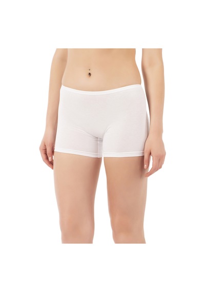 Özkan Underwear Özkan 0412 Kadın Likralı %95 Pamuklu Süprem Esnek Rahat Boxer Şort Tayt Beyaz