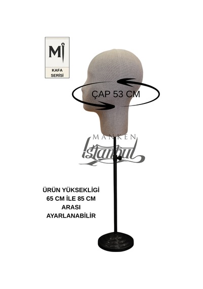 Kafa Mankeni Keten Kumaş Şapka Peruk Aksesuar Sunum Mankeni Dekoratif Stand Mn-07