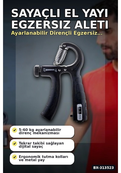 Sayaçlı 15.5 Cm El Yayı Egzersiz Aleti - Tekli Paket, Fitness Spor Ekipmanı Bx-313523