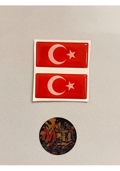 Türk Bayrağı Damla Sticker Etiket Direk Arması 3d Damla Silikon Arması Türk Bayrağı 2adet 5x2,5cm Beyaz - Kırmızı
