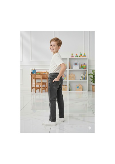 Erdem Kıds Erkek Çocuk Pamuklu Beli Lastikli Baggy Jean Pantolon Rahat Kalıp Geniş Bol Paça Kot Pantolon Füme Gri Füme Gri Erdem Kıds Erkek Çocuk Pamuklu Beli Lastikli Baggy Jean Pantolon Rahat Kalıp Geniş Bol Paça Kot Pantolon Füme Gri Füme Gri