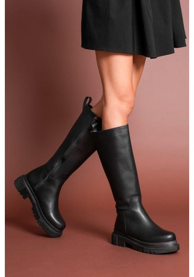Nesilshoes Nesil Shoes Toz 1978 Siyah Fermuarlı Günlük Kadın Çizme
