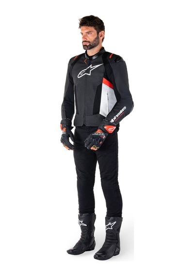 Alpinestars Missile V3 Airflow Deri Korumalı Motosiklet Montu Siyah Beyaz Kırmızı