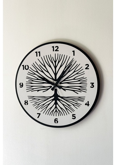 Dekoratif Yeni Modern Shaula Beyaz Ahşap Duvar Saati 48cm Siyah - Beyaz