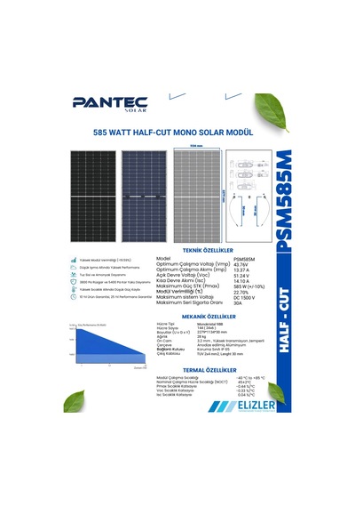 Pantec Solar 585w Halfcut Topcon Güneş Paneli