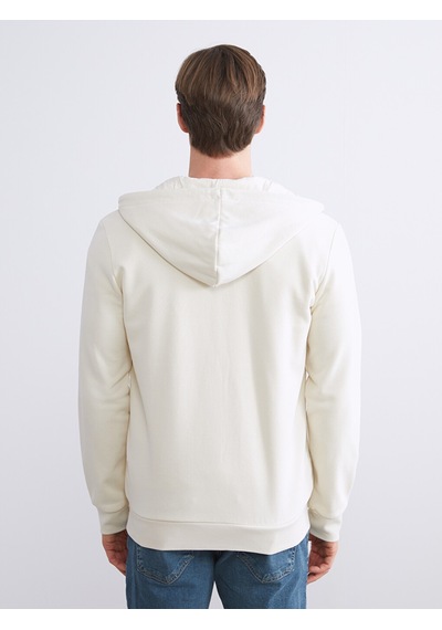 Lcwaıkıkı Classic Bej Kapüşonlu Uzun Kollu Erkek Fermuarlı Sweatshirt