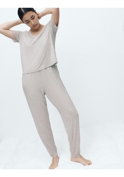 Marks & Spencer Dantel Detaylı Pijama Takımı T37002301J Gri