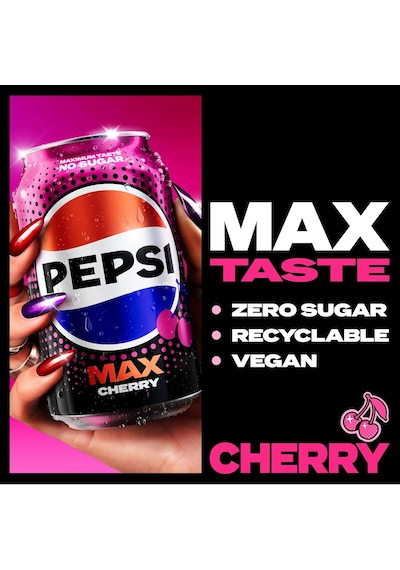 Pepsi Max Cherry No Sugar - Kiraz Ve Kola Aromalı Şekersiz Gazlı İçecek