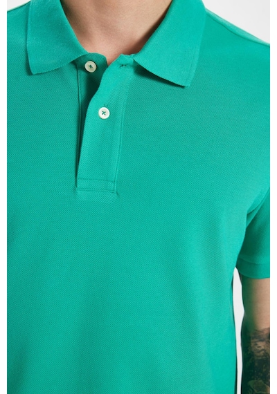 Tudors Erkek Slim Fit Dar Kesim Pamuk Yeşil Polo Yaka Tişört-32764 Y Yeşil