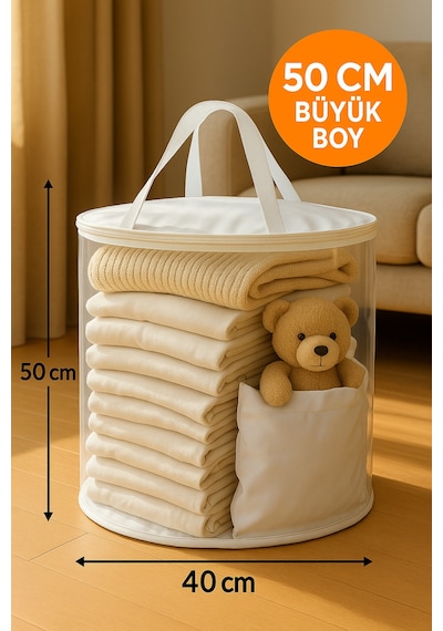50x40 Silindir Hurç Büyük Boy, Kapaklı Ve Taşıma Saplı Diğer