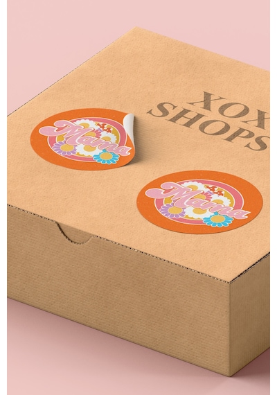 Mama Çiçekli Retro Yuvarlak Sticker Etiketi 3x3cm St2400 Çok Renkli