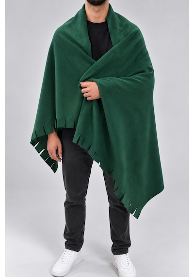 Parshey Polar Şal 70x170 Cm Unisex Sıcak Tutan Yumuşak Kenar Püsküllü Yeşil