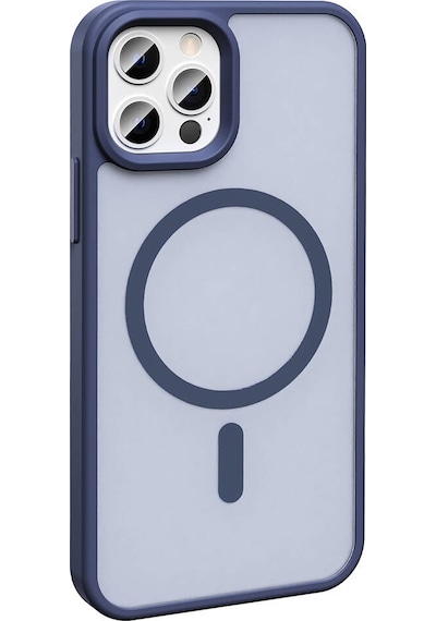 Goocamp Apple Uyumlu iPhone 12 Pro Kılıf Magsafe Şarj Özellikli Mat Arka Yüzey Sio Kapak - Koyu M Koyu Mor