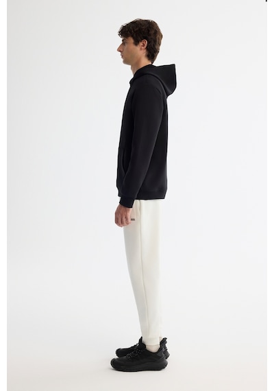 Avva Erkek Siyah Kapüşonlu Pamuklu Baskılı Elastan Regular Fit Sweatshirt A42y1324