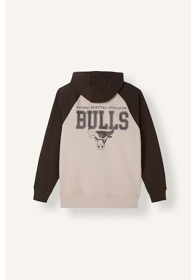 Defacto Nba Chicago Bulls Baskılı Reglan Kollu Oversize Kapüşonlu Fermuarlı Sweatshirt Hırka H9648ax26aubg816 Bej-bg816