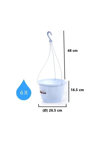 Omnipazar So-sm03 Safir Makrome Askılı Balkon Saksı 6 Lt Beyaz 6 Adet