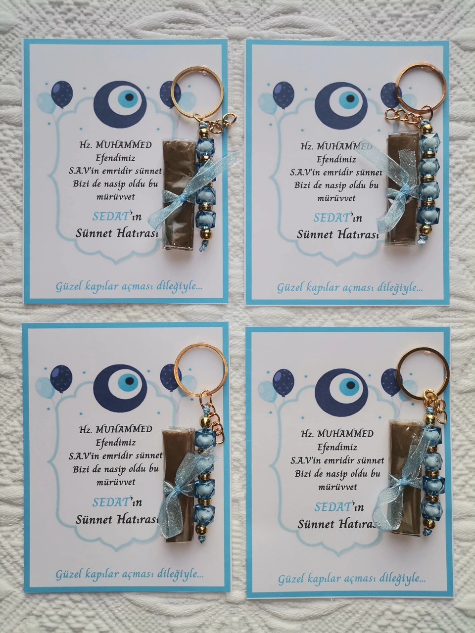 100 Adet Kişiye Özel Hz Muhammed S.a.v'in Emridir Yazılı Sünnet Hatırası Anahtarlık & Kına Hediyelik