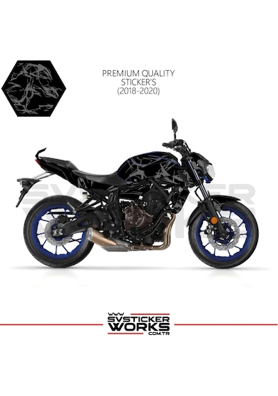 Mt-07 2018-2020 Kaplama Sticker Şimşek Yıldırım Motor Kaplama Modeli Hazır Kit 2018-2020 Uyumlu Gri