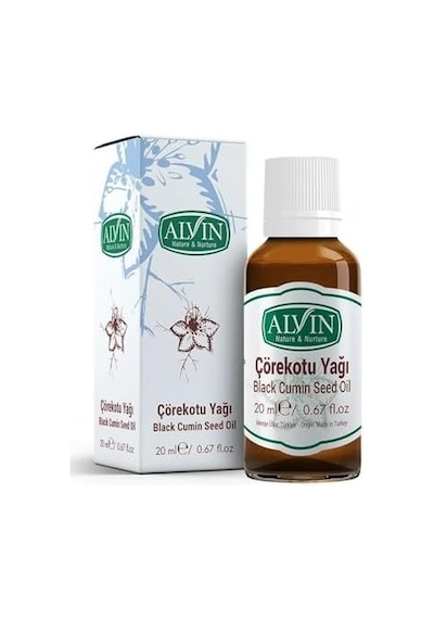 Alvin Çörekotu Yağı, Soğuk Sıkım, Doğal, Yüksek Timokinon, 50 Ml