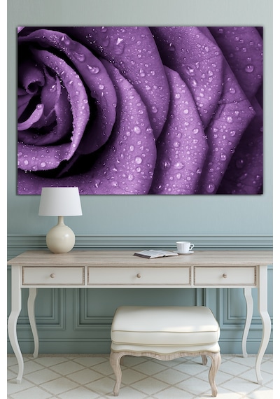 Kırmızı Gül Su Damlacığı Çiçek Dekoratif Kanvas Tablo 120 x 80