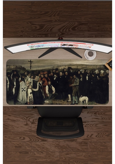Ornans Ta Cenaze Tablo Courbet V4 90x40 Xxl Gaming Kauçuk Kaymaz Taban Mouse Pad Fare Altlığı