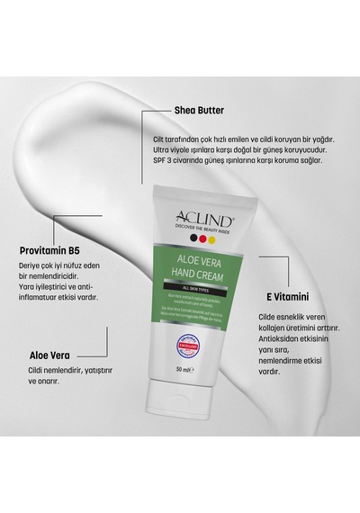 Aclınd Aloe Vera 50 Ml Onarıcı El Kremi