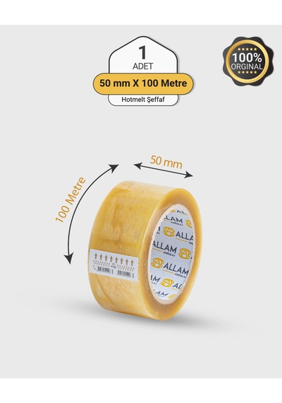 6 Adet Hotmelt Şeffaf Koli Bandı 50mm X 100mt Güçlü Yapışkan