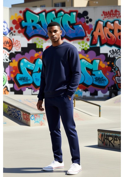 Benerly Erkek Bisiklet Yaka Standart Kol Regular Kalıp Sweatshirt Fonksiy Lacivert