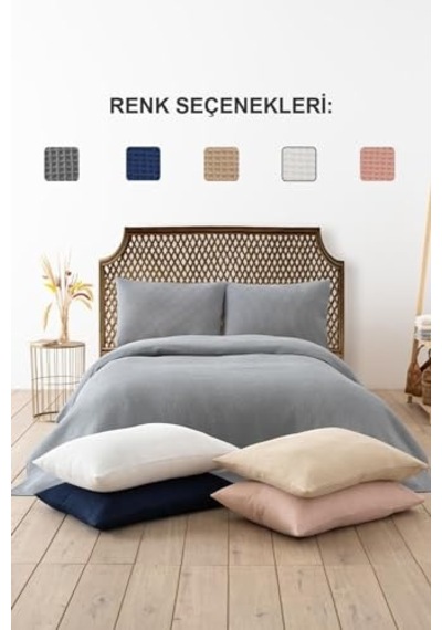 Waffle Çift Kişilik Pike Seti Bej 200x220 Cm Diğer