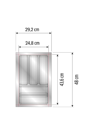 Mutfak Çekmece Içi Kaşıklık 29cm X 48cm Yanlar Ve Boydan 4cm Kesilebilir Antrasit Gri Antrasit