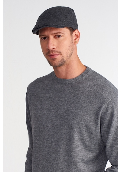 Külah Erkek Yün Flat Cap Kasket Peaky Blinders Şapka - Standart Füme