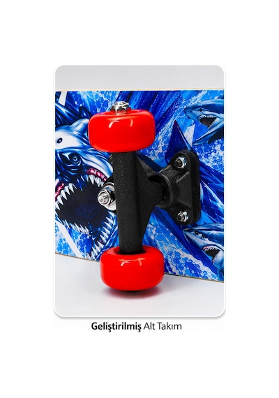 Büyük Boy Kaykay 80 Cm 8 Katmanlı Canlı Desenli Kemik Teker Kaymaz Skateboard 3108 Gri