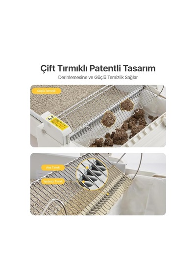 Ucat C31 Açık Tasarımlı Akıllı Otomatik Kedi Tuvaleti Mobil Uygulama Kontrollü, Otomatik Temi