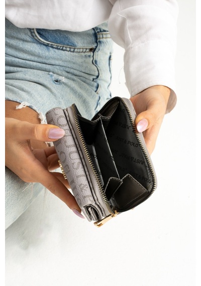 Just Polo Kadın Bol Kartlıklı Kağıt Para Bölmeli Cüzdan 12cmx10cm Pbu02 Gri