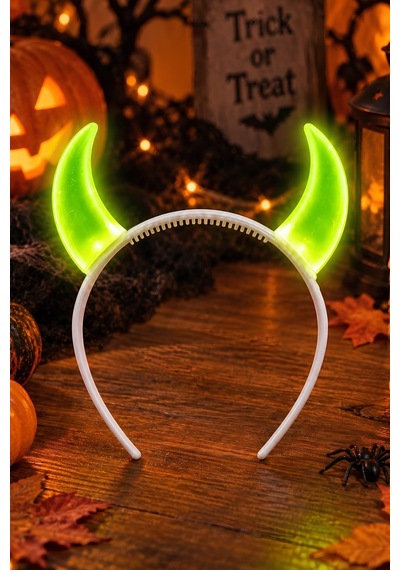 Cadılar Bayramı Glow Stick Şeytan Boynuzlu Parti Tacı Işıklı Kostüm Aksesuarı Tüm Yaşlar