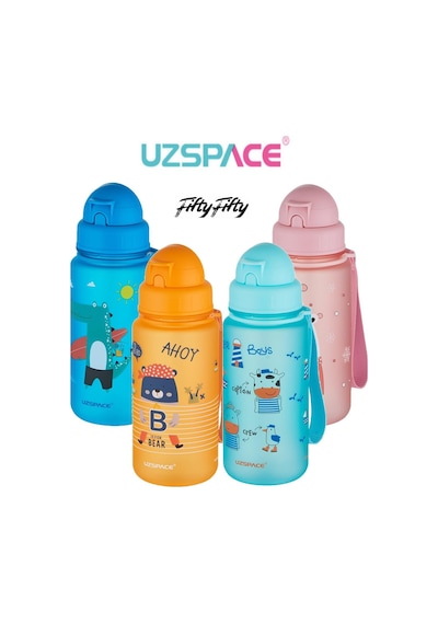 Uzspace Figürlü  400 ml Pipetli  Tritan Çocuk Su Matarası