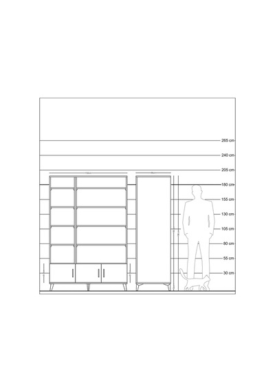 Kronos Dolap 10 Raflı 3 Kapaklı 132x59x195 Çam-çam/antrasit Çam