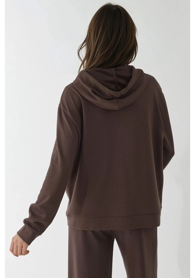 Hiccup Modal Touch Fermuarlı Kapşonlu Sweatshirt Kahve Kahvesi