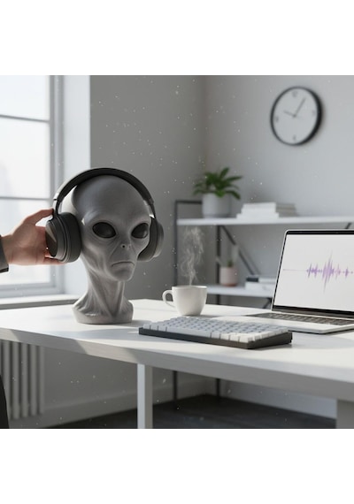 Happy3dworld Uzaylı Büst Kulaklık Standı, 3d Baskı Bilim Kurgu Masaüstü Dekor