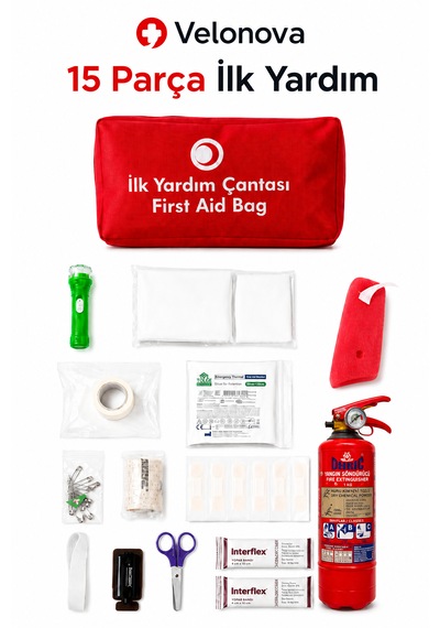 15 Parça İlk Yardım Çantası Araç, Ev Ve İş Yeri İçin Acil Yardım Seti