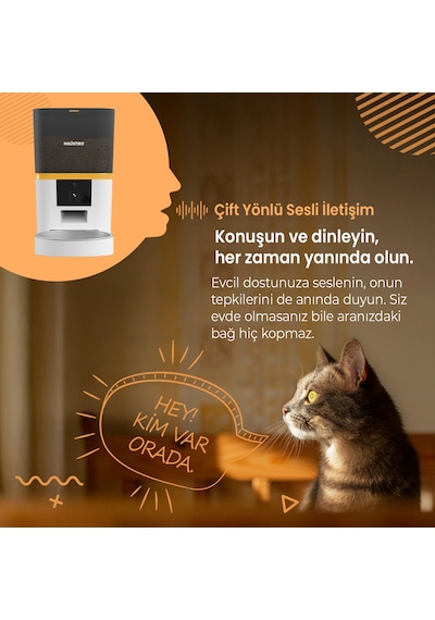 Haustier Hst-qq005 Beyaz Akıllı Mama Kabı, Wf007l Beyaz Kedi Su Pınarı 2 Li Set Haustier Türkiye Garantili