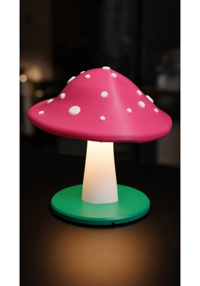 Dekoratif Mantar Gece Lambası - 3d Tasarım Estetik Oda Dekoru - Hediyelik Masa Lambası Mood Light Pembe