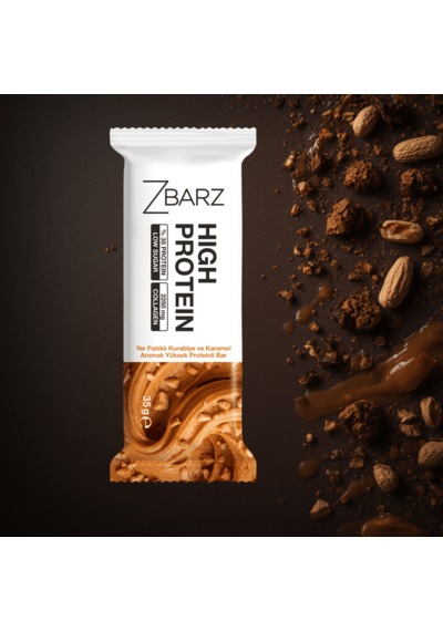Zbarz Yer Fıstıklı Kurabiye Karamelli Yüksek Proteinli Bar 35 Gr 12 Li