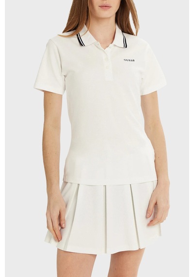 Guess Bayan Polo Yaka T Shirt V5gp06 Kcok1 G011 Beyaz Beyaz