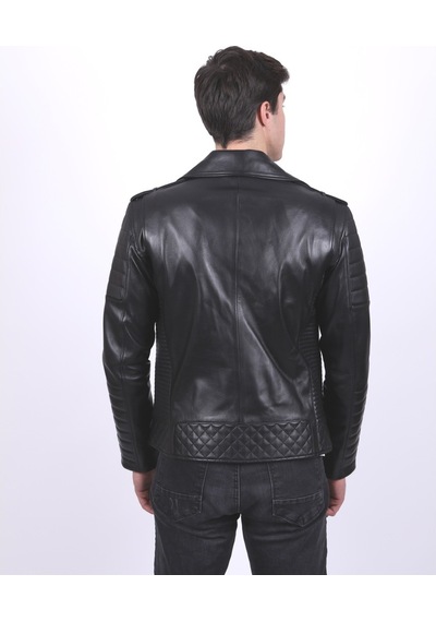 New Zaya Leather Erkek Hakiki Deri Spor Deri Ceket Siyah