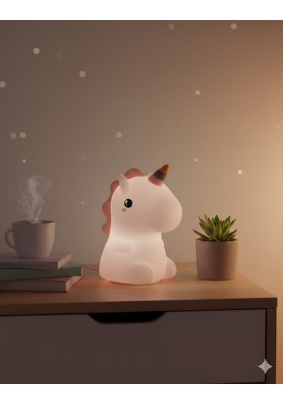 2 Li Sevgiliye Romantik Hediye Seti Unicorn Çok Renkli Led Gece Lambası Ve 9 Cm Love Kar Küresi Seti Set