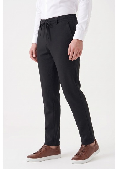Günce Erkek Regular Kalıp Jogger Pantolon Gofre Kumaş Bgl-st05632 Siyah