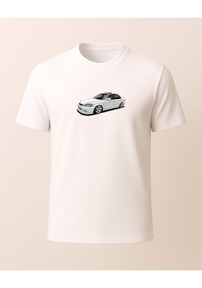 Civic Baskılı T-shirt 2 Beyaz